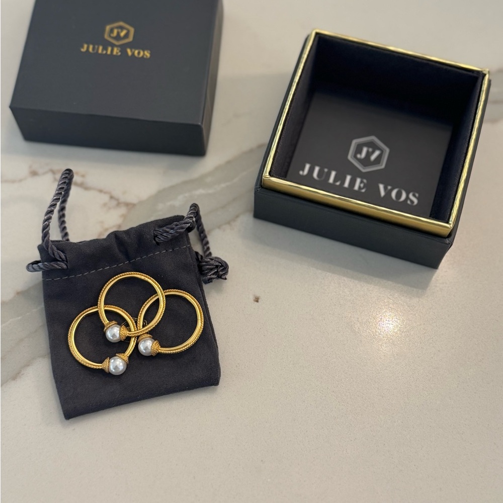 Julie Vos Gold Rings with Silver and Pearl Accents